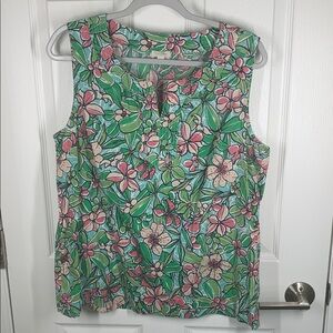 Talbots cotton sleeveless floral top size large